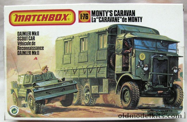 Matchbox 1/76 Monty's Office Caravan and  Daimler MkII Scout Car - with Diorama Display Base, 40175 plastic model kit